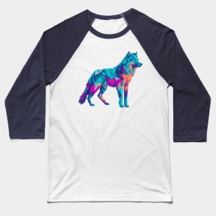 Geometeric Low Poly 3D Wolf Baseball T-Shirt